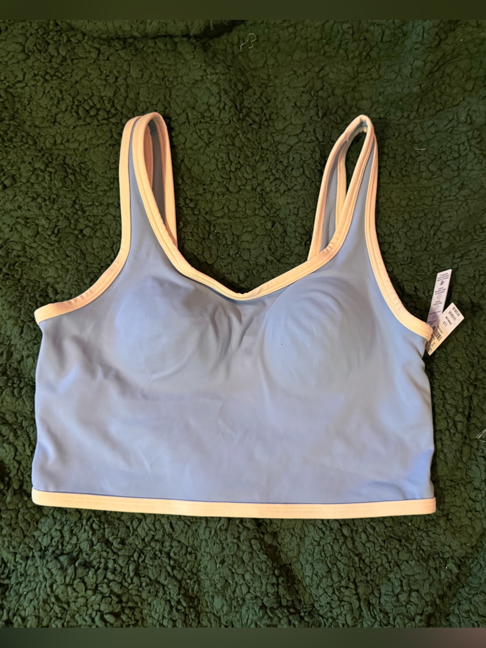 Victoria’s Secret PINK Light Blue Sports Bra with Cream Trim